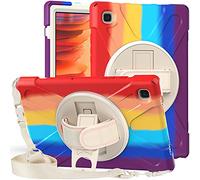 MadeRy Funda para Samsung Galaxy Tab A7 10.4" 2020 (SM-T500/ T505/ T507), Carcasa Robusta Antichoque Rugosa con Soporte Rotativo Asa de Mano y Correa Hombro.(Rojo Camuflaje)