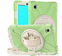 MadeRy Funda para Samsung Galaxy Tab A7 Lite 8.7" 2021 (SM-T220/T225), Carcasa Robusta Antichoque Rugosa con Soporte Rotativo Asa de Mano y Correa Hombro.(Verde Matcha)
