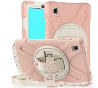 MadeRy Funda para Samsung Galaxy Tab A7 Lite 8.7" 2021 (SM-T220/T225), Carcasa Robusta Antichoque Rugosa con Soporte Rotativo Asa de Mano y Correa Hombro.(Rosa)