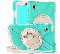 MadeRy Funda para Samsung Galaxy Tab A7 Lite 8.7" 2021 (SM-T220/T225), Carcasa Robusta Antichoque Rugosa con Soporte Rotativo Asa de Mano y Correa Hombro.(Menta Verde)