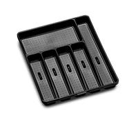 madesmart Bandeja de almacenamiento, negra, 6 compartimentos expandibles