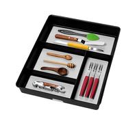 madesmart Bandeja organizadora clásica de cajones de 4 compartimentos, contenedor de almacenamiento multiusos de plástico para cajones, granito