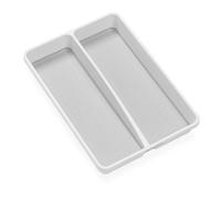 madesmart Cajón de cocina antideslizante de agarre suave, 2 compartimentos, organización doméstica multiusos, libre de BPA, plástico de goma, blanco, mini