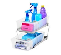 madesmart Cestas organizadoras de 2 niveles con asas, ahorro de espacio, almacenamiento multiusos y sin BPA, grandes, con separadores