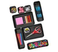 madesmart Juego de 8 contenedores para organización interior de cajones, bandejas de plástico combinables para cajones, color granito