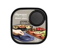Madesmart dipware Dinner Plate with Collapsible and Removable Dip Bowl for Meals and Appetizers; Reusable Serving Plate with Multipurpose Bowl Translu
