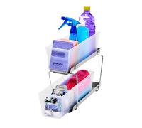 madesmart Mini Organizador de Dos Niveles con divisores Debajo del Fregadero, Plástico, Frost