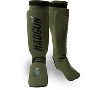 MADGON Espinilleras Kick Boxing Ajuste y Acolchado Ideal - Protección de Espinillas Baja Transpiración - Espinilleras Muay Thai - Protectores de Piernas para Artes Marciales - Incluye Funda
