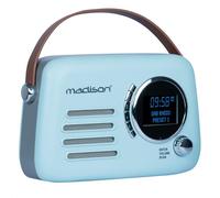 Madison - FREESOUND-VR30BL-DAB - Radio DAB+ vintage con batería de larga duración - DAB+, FM, Bluetooth y USB - Subwoofer trasero - Azul mate - Vintage, Nostálgico, Retro