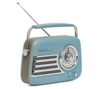 Madison - FREESOUND-VR40BLU-MAT - Radio a batería Larga 30W Vintage - Bluetooth, USB y FM - Azul Mate - Vintage, Nostálgico, Retro