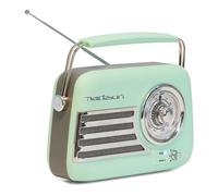 Madison - FREESOUND-VR40GR-MAT - Radio a batería Larga 30W Vintage - Bluetooth, USB y FM - Verde pálido Mate - Vintage, Nostálgico, Retro