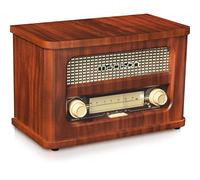 Madison - MAD-RETRORADIO - Radio a pilas vintage con FM, Bluetooth, AUX-IN 10W - Acabado madera