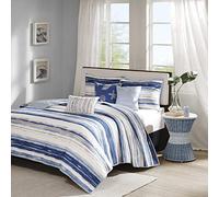 Madison Park All Season Lightweight Coverlet Juego de edredón Cottage Coastal Design Starfish Print, poliéster algodón, Marina, Azul/Blanco, Full/Queen(90"x90"), 6