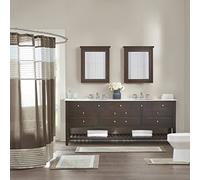 Madison Park Amherst - Alfombras de baño (100% algodón, Ultra Suaves, Antideslizantes, absorbentes, de Secado rápido, 24 x 60 cm), Color marrón y Azul