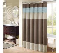 Madison Park Amherst Ducha de Seda sintética a Rayas Modernas Cortinas de baño de Microfibra, Poliéster, Azul, 72 in x 72 in