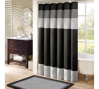 Madison Park Amherst Ducha Seda sintética a Rayas Modernas Cortinas de baño de Microfibra, Negro, W 72" x L 72" (1 Panels)