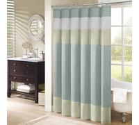 Madison Park Amherst Ducha Seda sintética a Rayas Modernas Cortinas de baño de Microfibra, Poliéster, Verde, W 72" x L 72" (1 Panels)