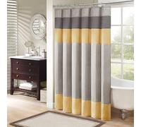 Madison Park Amherst Ducha Seda sintética a Rayas Modernas Cortinas de baño de Microfibra, Poliéster, Amarillo, W 72" x L 72" (1 Panels)