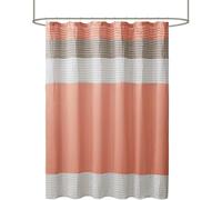 Madison Park Amherst Ducha Seda sintética a Rayas Modernas Cortinas de baño de Microfibra, Poliéster, Coral, 72 in x 72 in