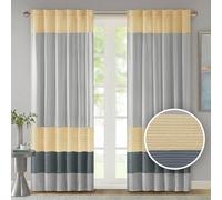 Madison Park Amherst Seda sintética con Bolsillo para Barra Forro de privacidad para Sala de Estar, Cortina de Ventana Dormitorio, Poliéster, Amarillo, W 50" x L 84" (1 Panels)