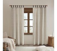 Madison Park Anaheim - Cortinas a cuadros para cabina con ventana, forro polar aislante térmico, decoración de sala de estar, bloqueo de luz, para dormitorio y apartamentos, 127 x 213 cm, pestaña de piel sintética, color natural