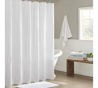 Madison Park Arlo - Cortina de ducha 100% algodón, diseño de tejido gofre texturizado, calidad hotelera, 800 g/m², decoración de baño suave y moderna, lavable a máquina, pantalla de privacidad de tela