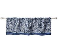 Madison Park Aubrey - Cortina de Seda sintética con Forro de privacidad para Sala de Estar, Cocina, Dormitorio y Dormitorio, 50 x 18 Pulgadas, Cenefa Azul Marino