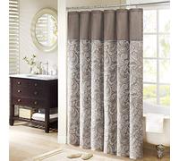 Madison Park Aubrey Shower Curtain Paisley Jacquard Pieced Microfiber Pantalla de privacidad Moderna de Seda sintética para decoración de baño y bañera, Poliéster, Azul, W 72" x L 72" (1 Panels)