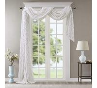 Madison Park - Bufanda para Ventana, Color Blanco y Gris, 50 x 216