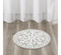 Madison Park Casablanca - Alfombra de baño 100% algodón con diseño de medallón de Felpa Lujosa, Absorbente, de Secado rápido, diseño de SPA, decoración de Ducha, Redonda, 25 Pulgadas, Color Gris