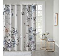 Madison Park Cassandra - Cortinas de Tela de baño de percal de algodón, diseño Floral, Modernas, desgastadas y Elegantes, 72 x 72 Pulgadas, Color Azul