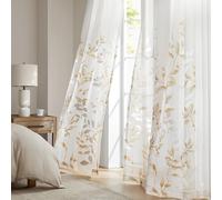 Madison Park Cecily - Cortina Semitransparente para Ventana, diseño botánico, fácil de Colgar, se Adapta a Barras de hasta 1.25 Pulgadas de diámetro, 50 x 84 Pulgadas, Color Amarillo