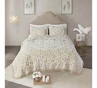 Madison Park Colcha de algodón con Flecos Estilo Bohemio, Estilo Shabby Chic con diseño de medallón y borlas
