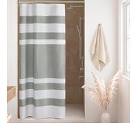 Madison Park Cortina de Ducha de Tela con diseño de Punto gofre, diseño de Rayas, con 3M Scotchgard, gestión de la Humedad, Cortinas de Ducha Modernas SPA para baño, 54 x 78