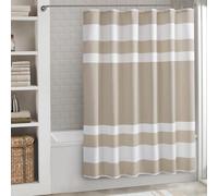 Madison Park Cortina de Ducha Larga con Tejido gofre para baño, 3M Scotchgard, gestión de la Humedad, Cortinas de Ducha Modernas de Calidad de SPA para baño, 72 x 78 Pulgadas, Color Gris Pardo