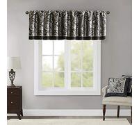 Madison Park Cortina Jacquard de Cachemira de Seda sintética, Bolsillo para cortinero, con Forro de privacidad para Sala de Estar, Cocina, Dormitorio y Dormitorio, poliéster, Negro, 50 Pulgadas de