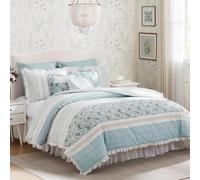 Madison Park Cotton Comforter Set-Modern Cottage Design Ropa Alternativa para Todas Las Estaciones, Fundas a Juego, Falda de Cama, Almohadas Decorativas, Algodón, Azul 9 Unidades, Matrimonio, 9