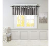 Madison Park Emilia - Cenefa de Seda sintética, Acabado Superior con Cuentas, Cenefa de Ventana para Sala de Estar, Dormitorio, 26 Pulgadas de Largo x 50 Pulgadas de Ancho, Color carbón
