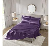 Madison Park Essentials Satin Wrinkle-Free Luxurious and Silky with 16" Deep Pocket 6 Piece Durable Sheet Set, King, Grey