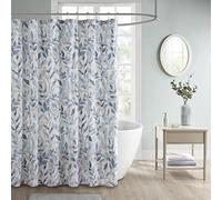 Madison Park Essentials Sofia - Cortina de Ducha, Lujoso Estampado botánico, Moderno y Sereno, Lavable a máquina, Pantalla de privacidad para baño, 72 x 72 Pulgadas, Azul