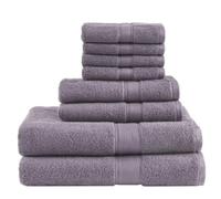 Madison Park Juego de 8 Toallas de baño de 800 g/m², 100% algodón, lujosas, Altamente absorbentes, 2 Toallas de baño, 2 Toallas de Mano, 4 paños de Secado rápido, Calidad de SPA, Morado Claro
