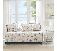 Madison Park Juego de Cama de Doble Cara para Todas Las Estaciones con faldón, Fundas a Juego, Almohada Decorativa, 190,5 x 99 cm, Bayside, Coastal Seashell Azul