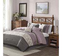 Madison Park Juego para Todas Las Estaciones, Falda de Cama a Juego, Almohadas Decorativas, poliéster, Morado, Queen (90 x 90 Pulgadas)