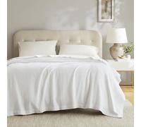 Madison Park Manta de algodón Egipcio de Lujo, 108 x 90 Pulgadas, Color Blanco, 100% algodón Egipcio cerificado, para Cama, sofá o sofá