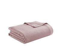 Madison Park Manta Ligera de Verano 100% algodón Egipcio, diseño de Punto gofre Transpirable, Manta Suave y acogedora para Todas Las Estaciones para Cama, sofá o sofá, tamaño King Rosa (108 x 90