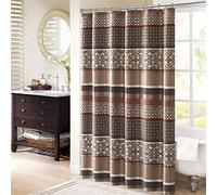 Madison Park Princeton Tela Jacquard geométrica, Cortinas de Ducha de transición para baño, 72 x 72 Pulgadas, Color Rojo, Poliéster, 72x72