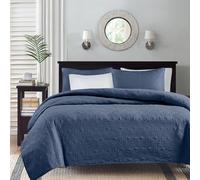 Madison Park Quebec - Juego de Funda de edredón para Cama King o Cal King (3 Piezas), Color Azul Marino