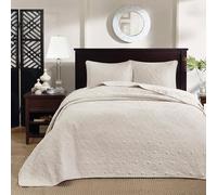 Madison Park Quebec - Juego de Ropa de Cama tamaño King, Marfil, Damasco, 3 Piezas, Colcha Acolchada de Microfibra ultrasuave