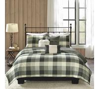 Madison Park Ridge - Juego de Ropa de Cama de Matrimonio, Color Gris, a Cuadros - 6 Piezas de edredón - edredón de Microfibra Ultra Suave edredón edredón edredón edredón edredón