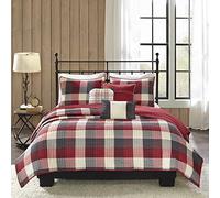 Madison Park Ridge King/Cal King Size Juego de Ropa de Cama - Rojo a Cuadros - 6 Piezas de edredón - Edredón de Microfibra Ultra Suave edredón edredón edredón edredón Colcha